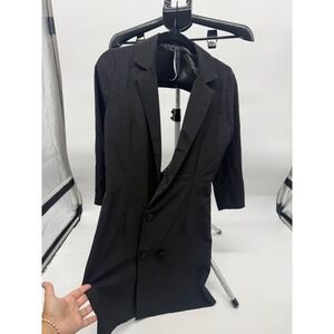 AQ/AQ Black Open Back Blazer Dress Double Breasted Mini Notched Lapel Size 4